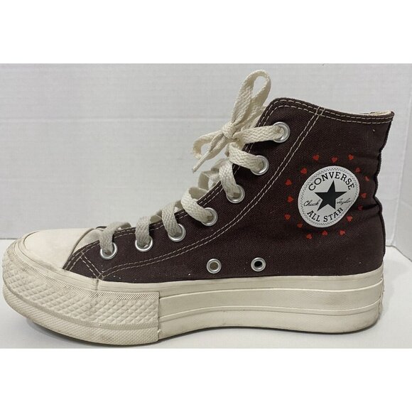 Converse Platform Chuck Taylor All Star High Lift Hearts Womens 6 Brown - Picture 9 of 13